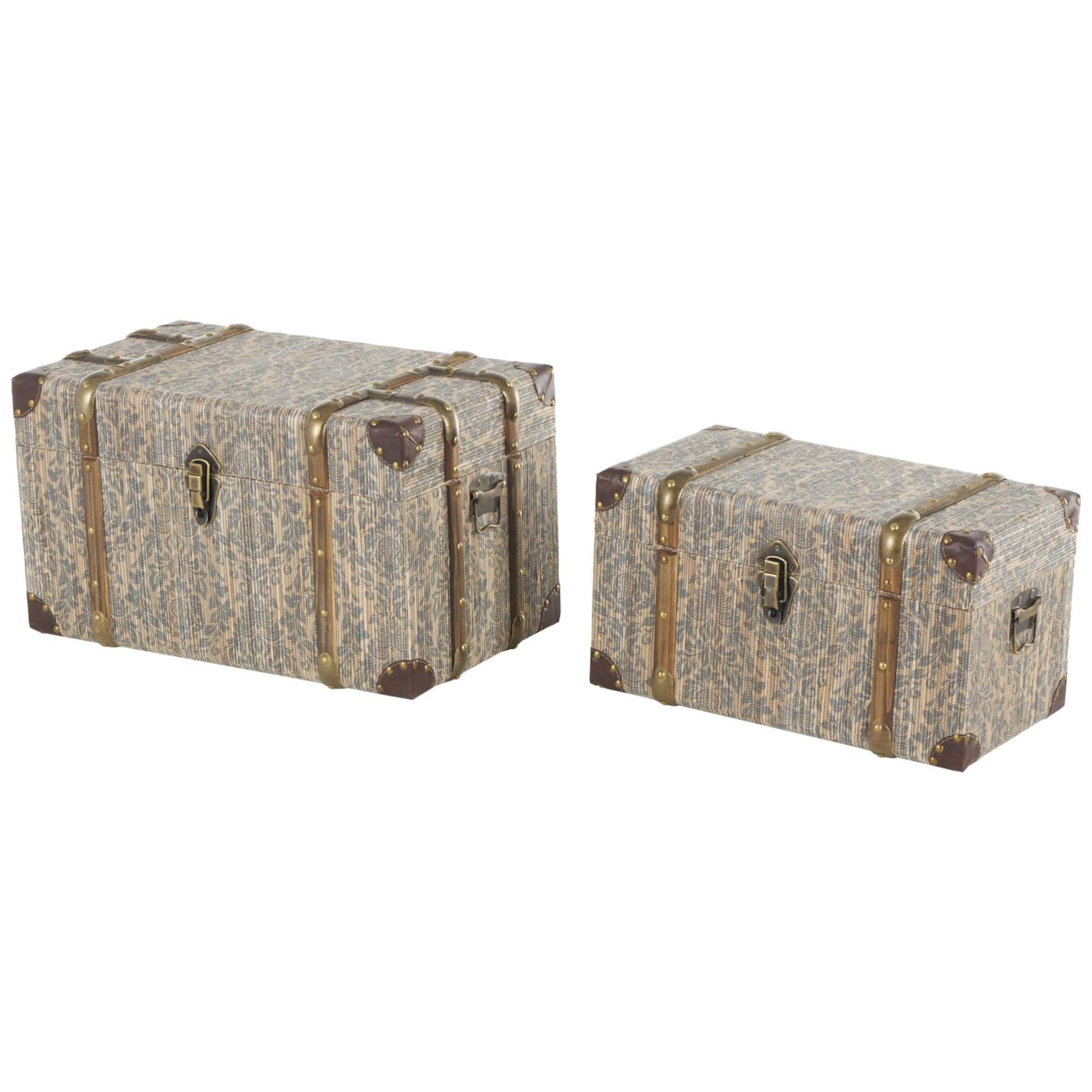 Vintage Blue Decorative Trunk Set